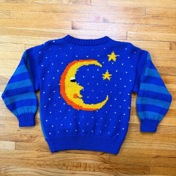 Vintage Hand-Knit Sun & Moon Graphic Sweater - Picture 9 of 9
